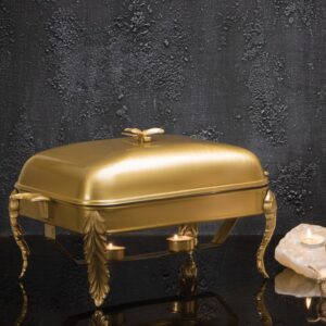 سوفله خوری مدل پایه برگی مستطیل بزرگ برنجی کد 7002-B