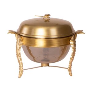سوفله سوپ خوری گرد بزرگ مدل پایه برگی برنجی کد 7004-B