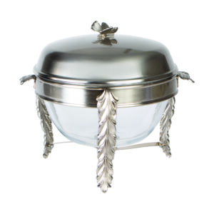 سوفله سوپ خوری گرد بزرگ مدل پایه برگی نقره‌ای کد 7004-N