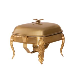 سوفله خوری مربعی مدل پایه برگی برنجی کد 7011-B