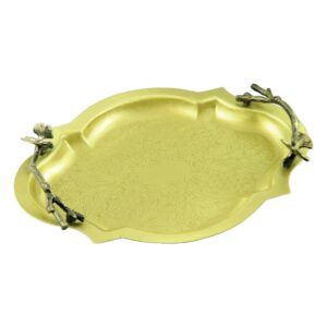 سينی پذیرایی مدل گوشه دار بیضی متوسط برنجی کد B-3084