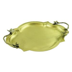 سينی پذیرایی مدل گوشه دار بیضی بزرگ برنجی کد B-3085