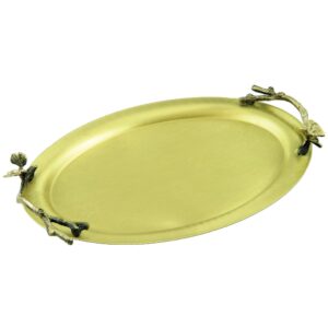 سينی پذیرایی مدل بیضی بزرگ برنجی کد B-3089