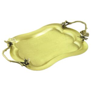 سينی پذیرایی مدل کمر باریک بزرگ برنجی کد B-3093