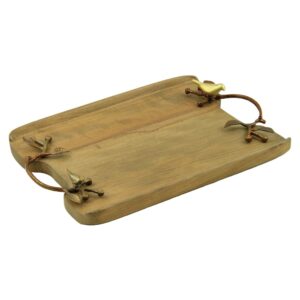 سینی پذیرایی چوبی مستطیل بزرگ دسته دار مدل اركيده کد G-061