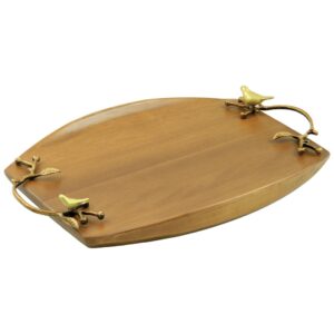 سینی پذیرایی چوبی هلالی متوسط مدل دسته فلزی گنجشک کد G-066