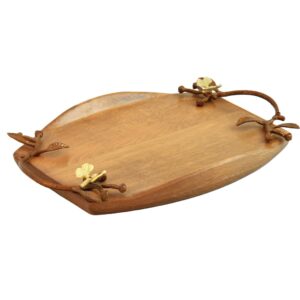 سینی پذیرایی چوبی هلالی بزرگ مدل دسته فلزی گنجشک کد G-067