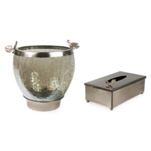 ست سطل و جا دستمال مدل پروانه نقره ای کد N-417413