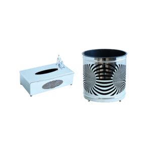 ست سطل و جا دستمال استیل مدل تونل ادمک کد SS-9006390065