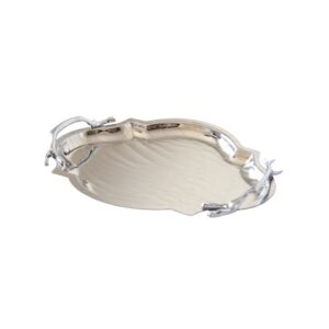 سينی پذیرایی مدل بیضی گوشه دار استیل لیزری کد SS-90084