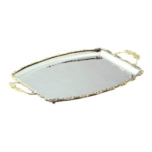 سينی پذیرایی استیل برنجی مدل هلالی کد DB-80082