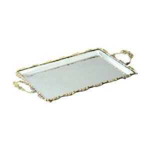 سينی پذیرایی استیل برنجی مدل مستطیل کد DB-80096