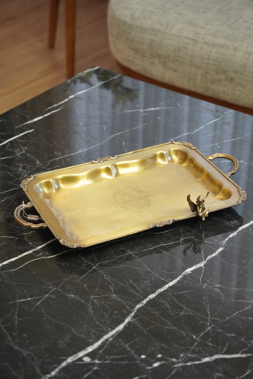 سینی فرشته برنجی وارداتی کد 7906B