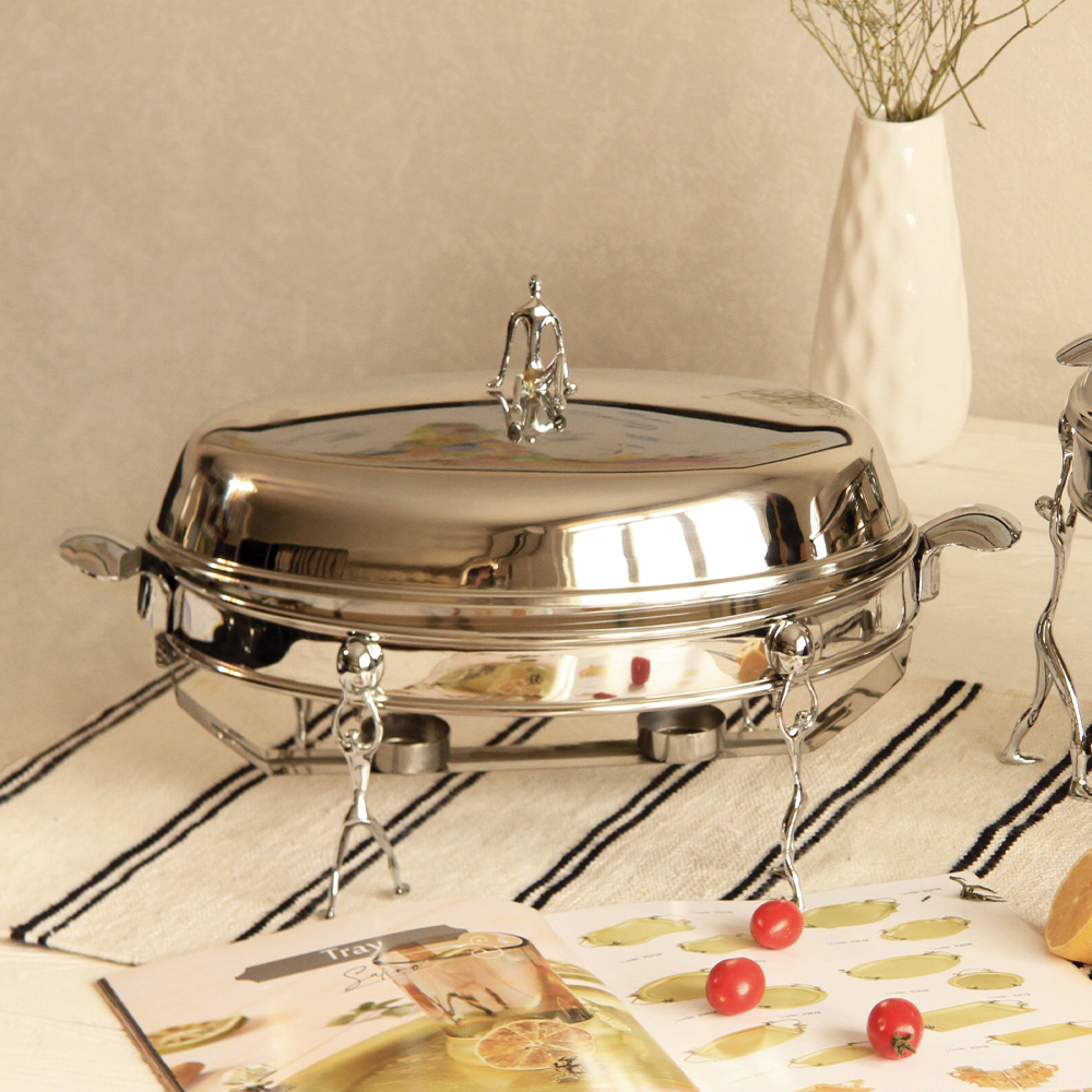 سوفله خوری بیضی بزرگ مدل آدمک استیل براق کد 3005SS