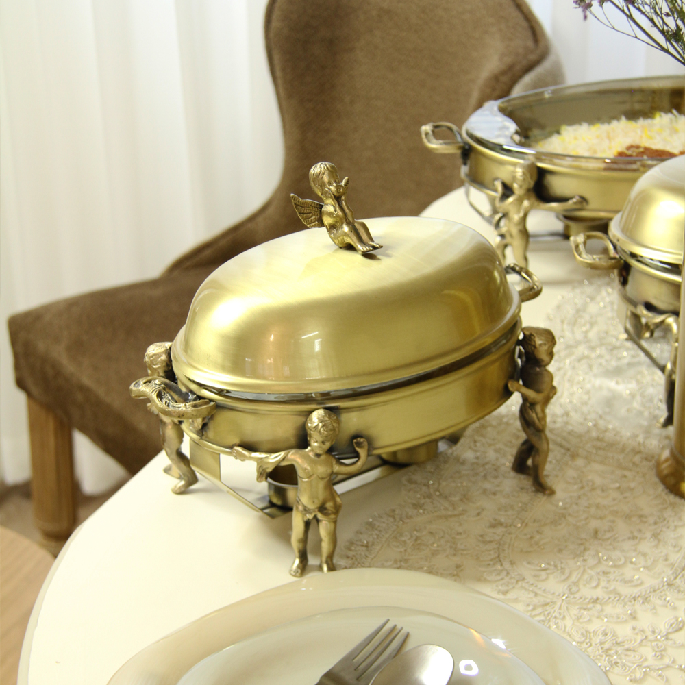 سوفله خوری بیضی کوچک مدل فرشته برنجی کد 9801B