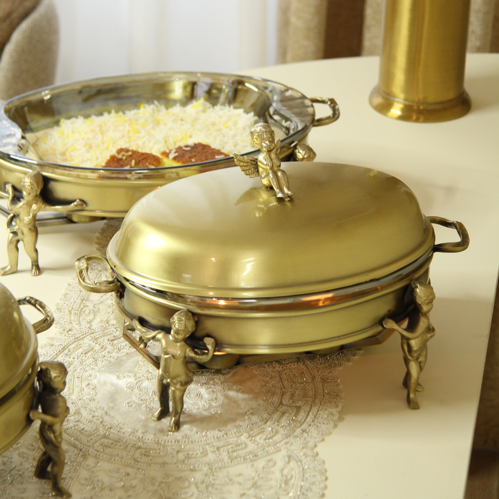 سوفله خوری بیضی متوسط مدل فرشته برنجی کد 9802B