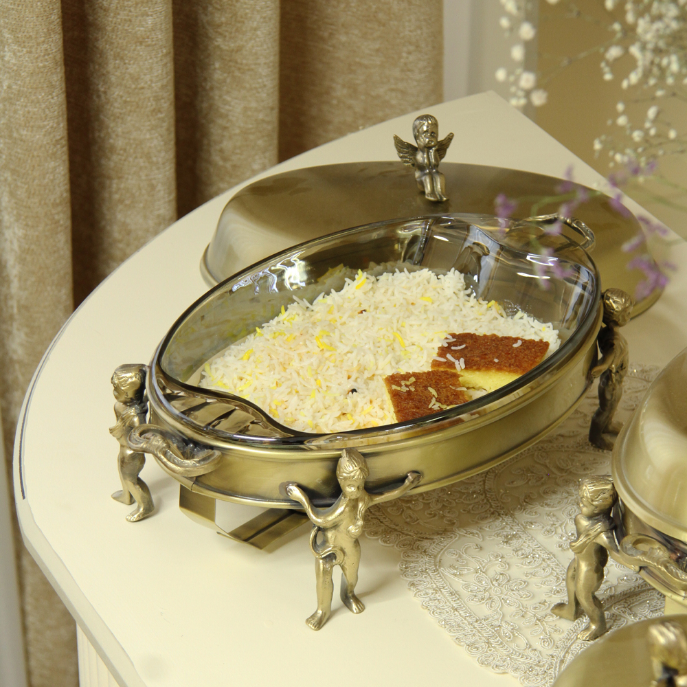 سوفله خوری بیضی بزرگ مدل فرشته برنجی کد 9803B